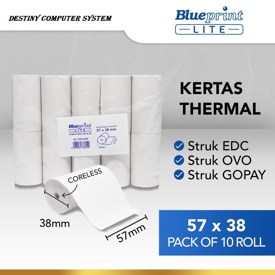 

Kertas Struk / Kertas Kasir / Kertas Thermal BLUEPRINT Lite 57x38 mm