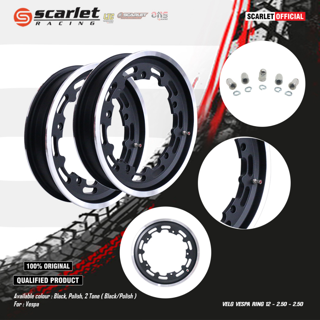 Scarlet Racing - Velg Pelek Rim Alloy Set Vespa Ring 12 velg scarlet r12