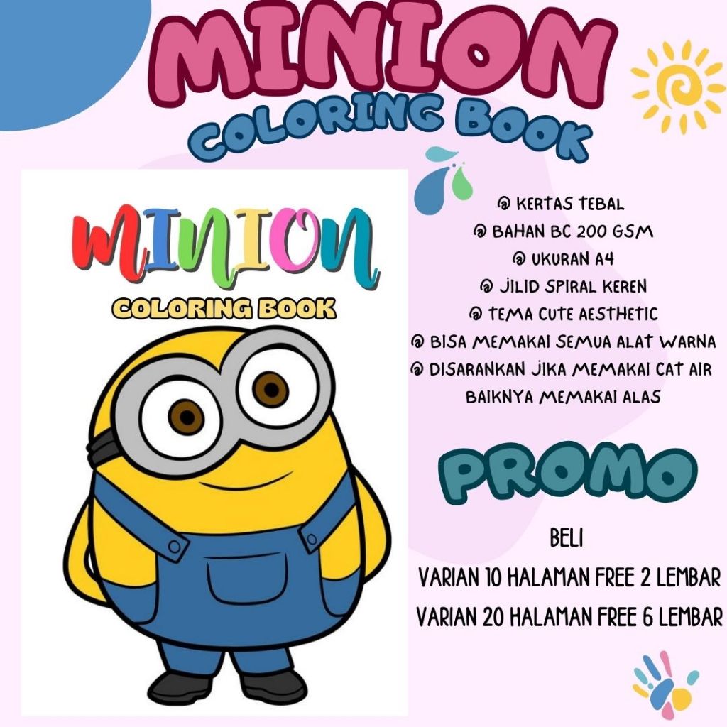 

Minion Coloring Book Cozy Book Adult Healing Activity Buku Mewarnai Anak Remaja Dewasa Kertas Tebal