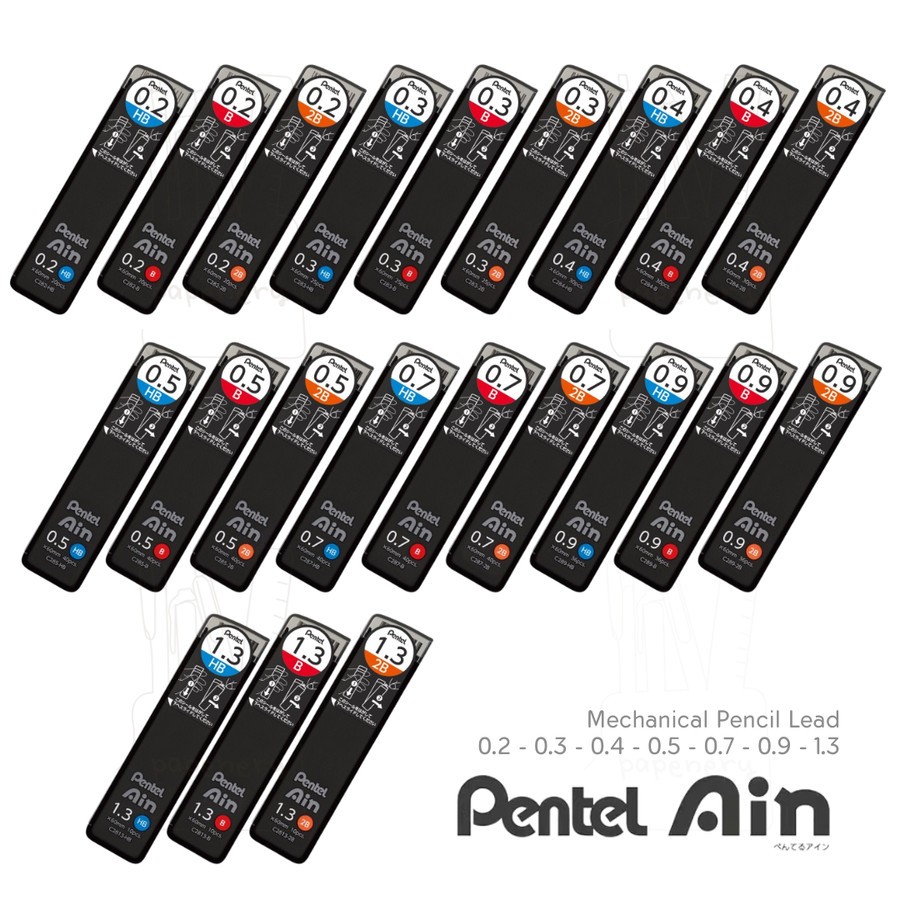 

Pentel AIN Mechanical Pencil Lead Refill 0.2mm 0.3mm 0.4mm 0.5mm 0.7mm 0.9mm 1.3mm Isi Graphite Pensil Mekanik