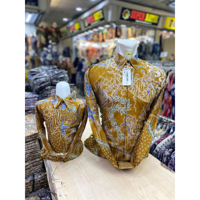KUNING KUNYITI Baju Batik Ayah dan Anak couple bahan katun solo pakai furing premium//batik//batik a