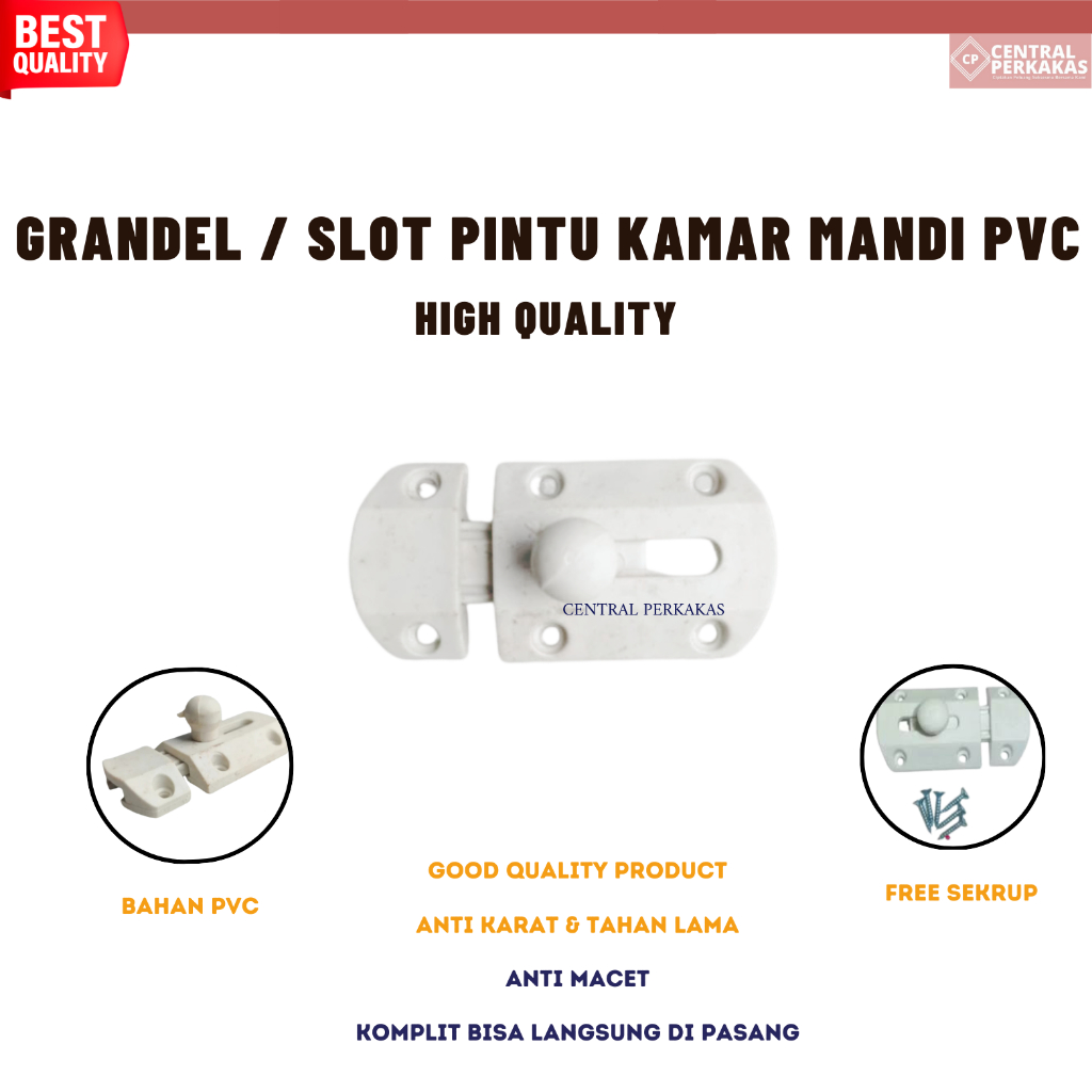 Slot pintu kamar mandi / grendel pintu kamar mandi / Grendel PVC Toilet