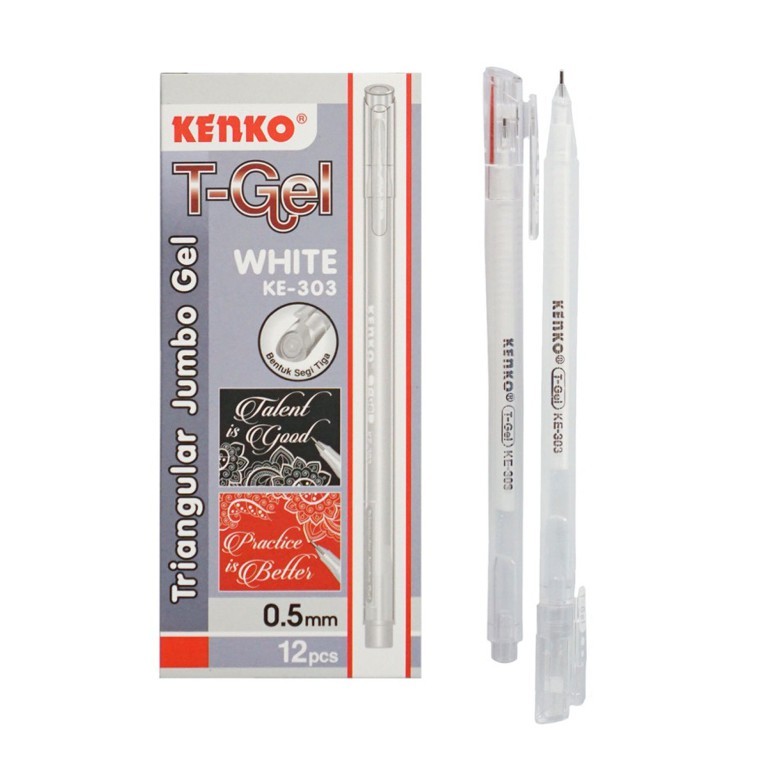 KENKO GEL PEN WHITE / PULPEN GEL WARNA PUTIH