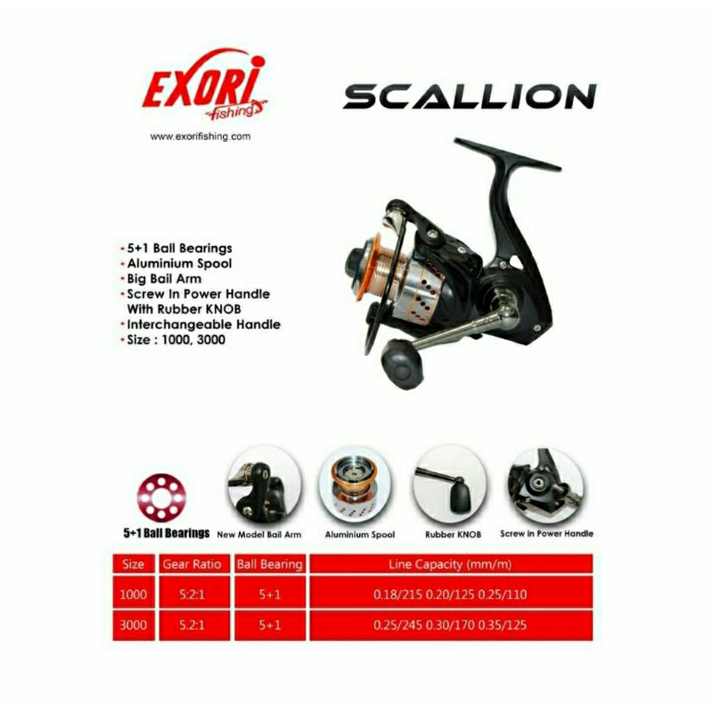 Reel SPINNING EXORY SCALLION/POWER HANDLE/1000/3000