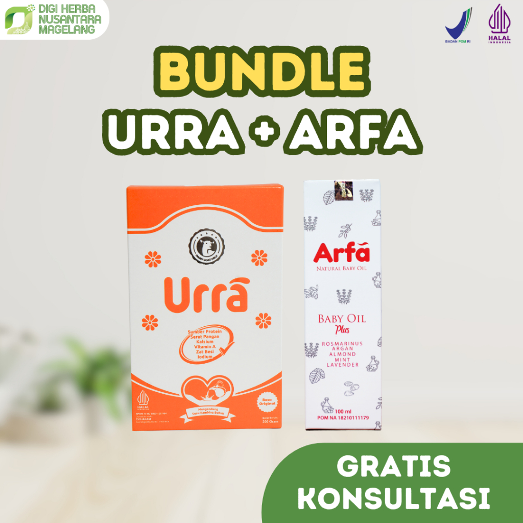 

PAKET BUNDLE Susu kambing urra 1 box + Arfa Baby oil 1 botol | paket lengkap untuk si kecil