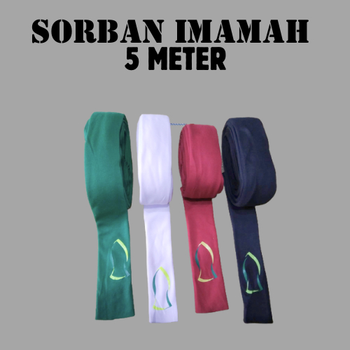 sorban imamah putih 5 meter / sorban imamah putih polos 5 meter / sorban rida