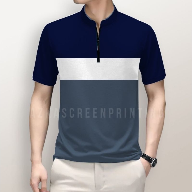 kaos kerah resleting, kaos terbaru, kaos kerah pria, kaos kerah shanghai resleting, cotton combed 24