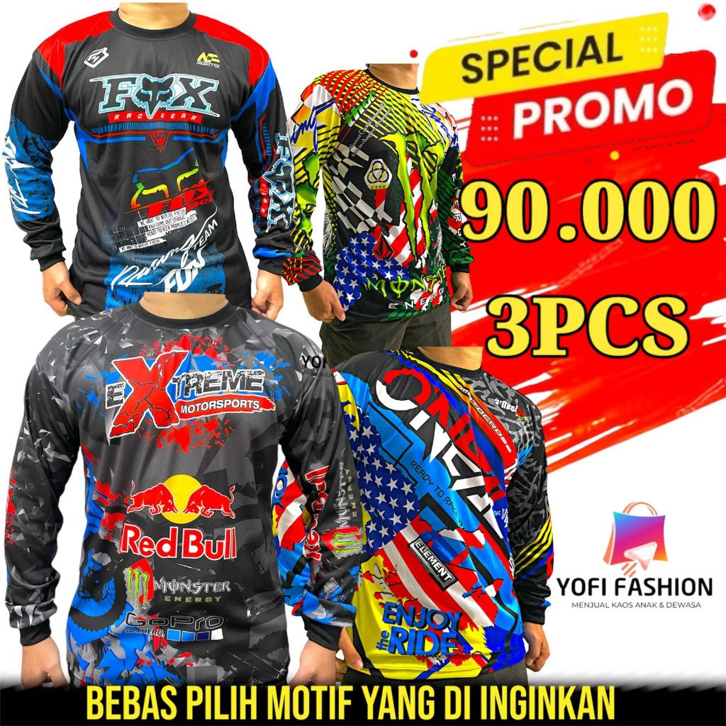 PROMO BELI 3 PCS 90.000 JERSEY MOTOR CROSS BAJU TRAIL KOAS OFROAD MOTOR SPORT