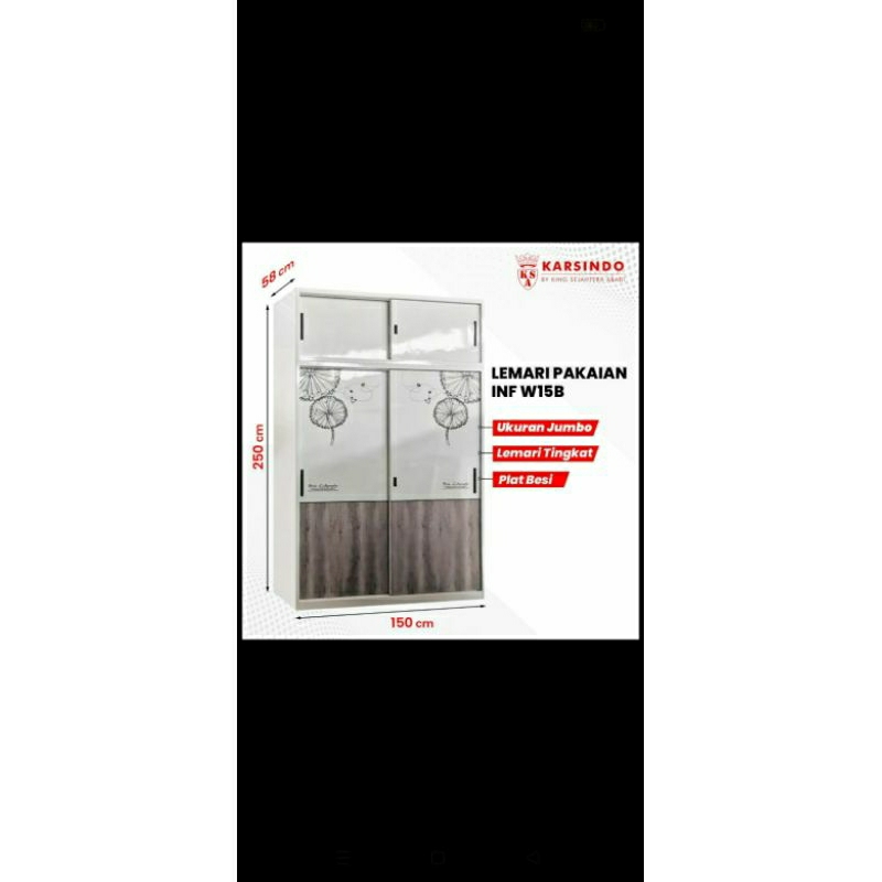 Lemari Pakaian Tingkat Sliding Plat Besi Import
