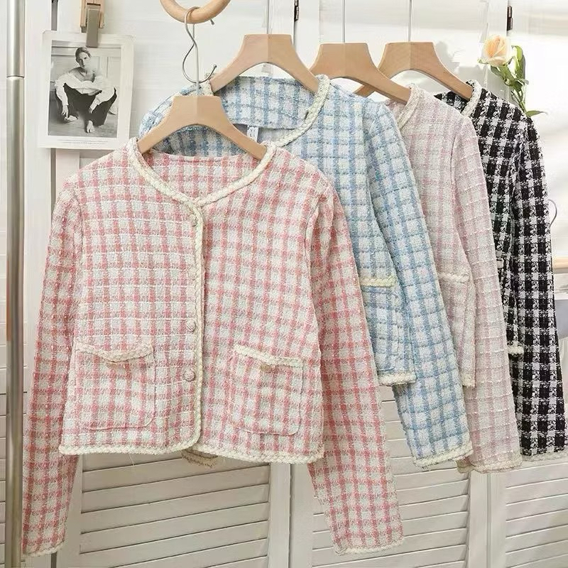 wunneed Cardigan wanita import tweed atasan premium