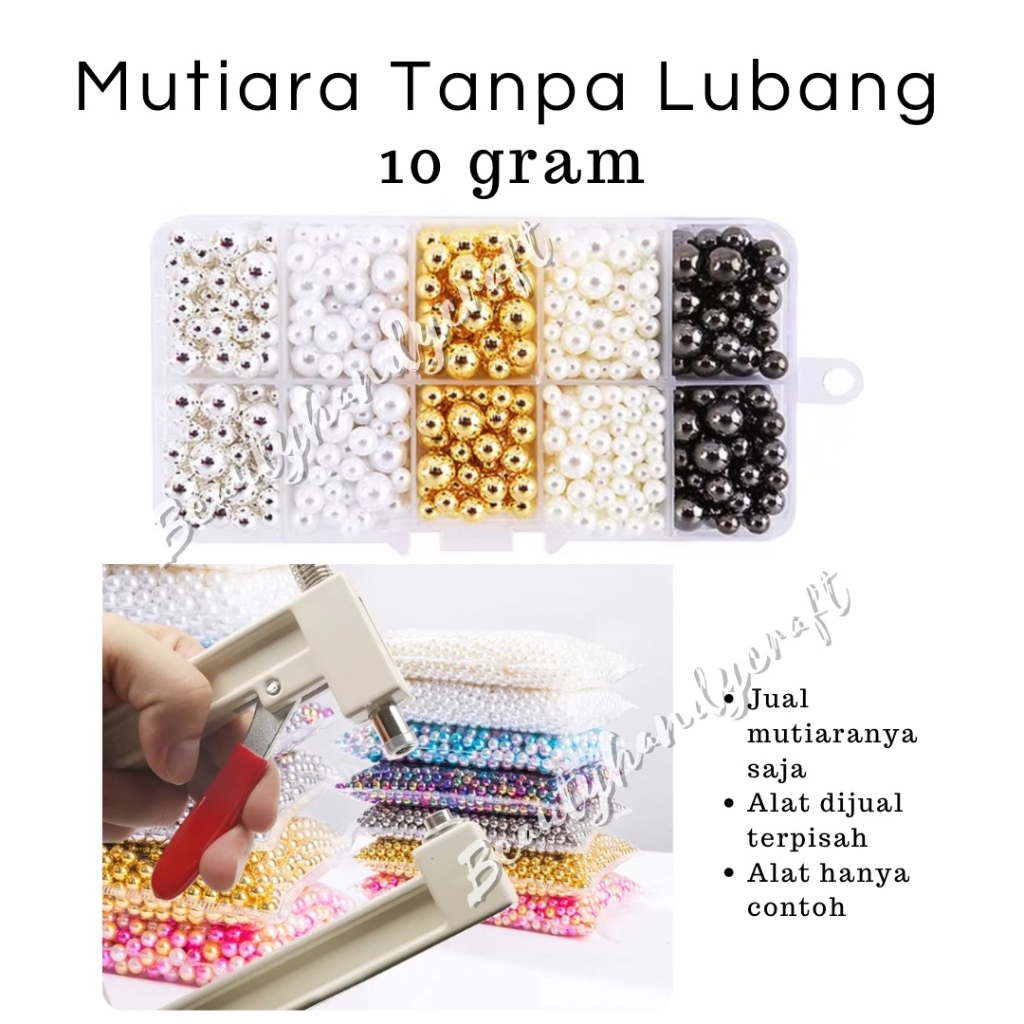 Mutiara Tanpa Lubang 10 gram Acrylic no hole beads mutiara dengan paku manik-manik payet baju