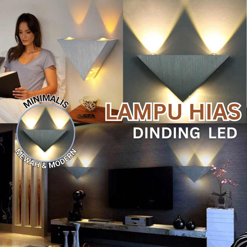 Lampu Hias Dinding LED Modern Triangle Aluminium 3W Minimalis Wall Lamp Downlight Bentuk Segitiga