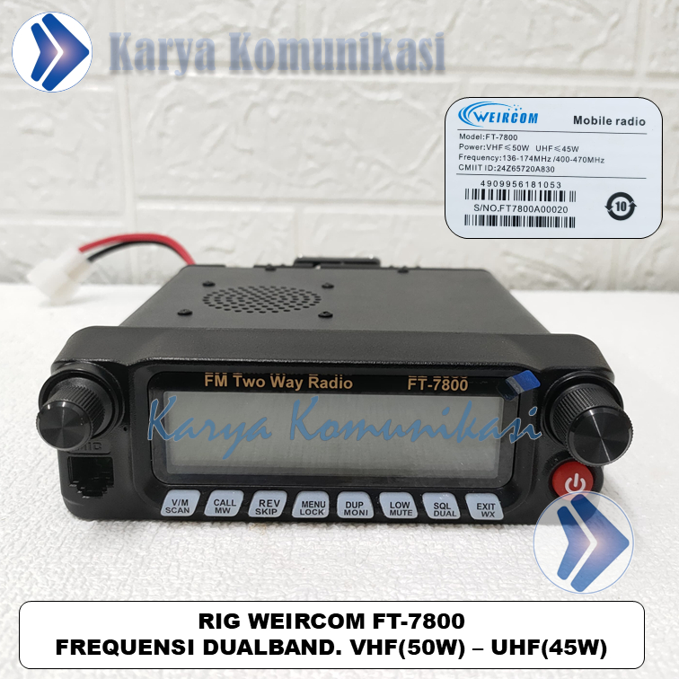 RIG WEIRCOM FT7800 DUALBAND WEIRCOM FT-7800 POWER VHF(50W) - UHF(45W)