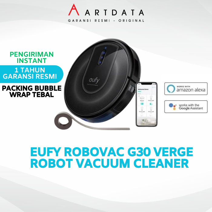 eufy RoboVac G30 - Robot Vacuum Cleaner 2000 Pa, Kapasitas Debu 0.45 L, Hitam