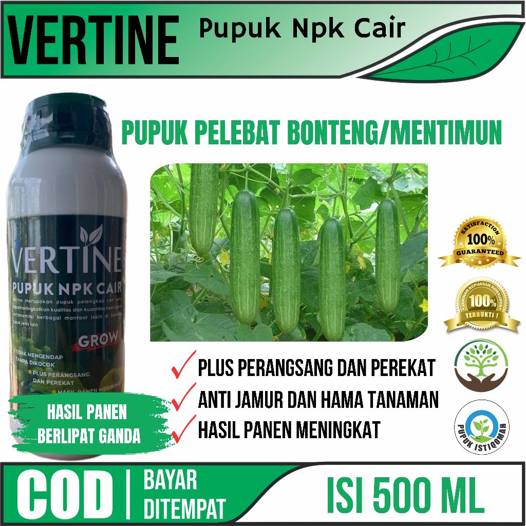 VERTINE GROW Obat Pelebat Tanaman Mentimun - Pupuk Penyubur Mentimun Booster Tanaman Mentimun - Pele