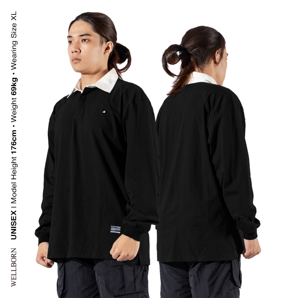 Wellborn Oversized Rugby Shirt Black