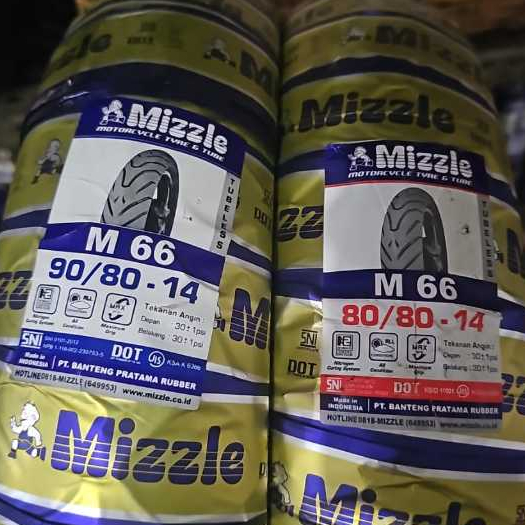 Paket  Ban mizzle tubeless 80/80-14 dan 90/80-14 m66 m 66 - m77 m 77 (2 ban)