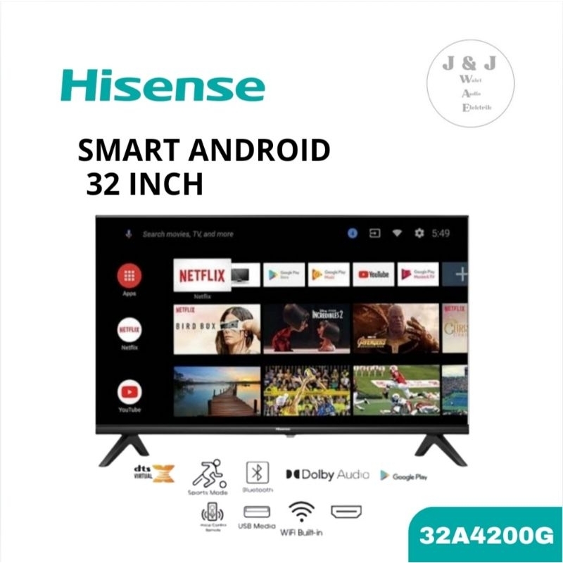 TV SMART ANDROID 32 INCH HISENSE 32A4200G SMART TV ANDROID HISENSE