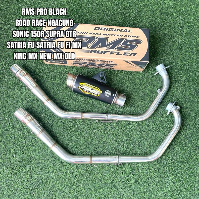 knalpot rms pro black tr1 roadrace sonic 150r supra gtr 150 satria fu satria fu fi mx king mx new mx