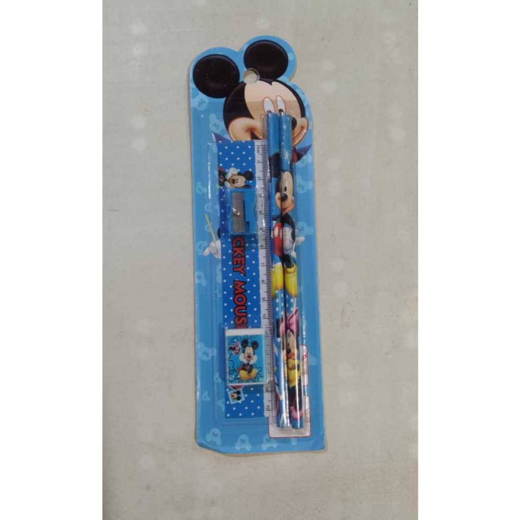 

STT Stationery set 5 in 1 Alat Tulis Anak sekolah Penghapus Penggaris Pensil Serutan Karakter Lucu