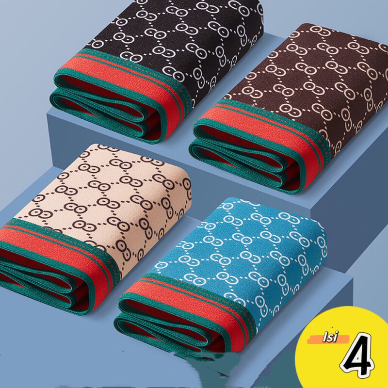 Celana Dalam Pria model Boxer 1 pack isi 4 motif Gucci (Kado Untuk Pria)