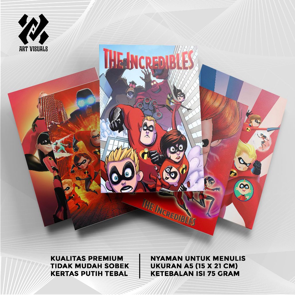

Buku Tulis Custom Tema Kartun Disney The Incredibles Terlengkap Termurah Model Bebas Pilih Foto / Buku Tulis Sekolah / Buku Catatan