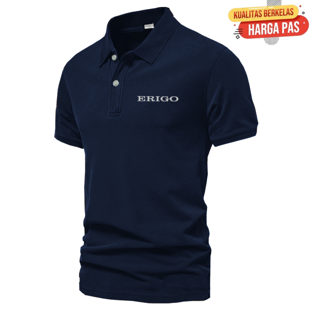 Baju Distro Style Polo Kerah Erigo Terbaru Text Silver Kaos Polo T Shirt Denim Premium Quality Atasa