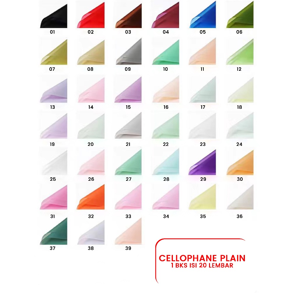 

2 Lembar Kes Buket Bunga Warna Polos Flower Wrapping Paper Plain Cellophane Plain