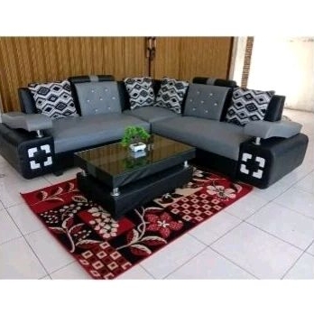 Sofa Sudut Minimalis L Oscar Busa dan Kain Kualitas Premium Bisa Custom