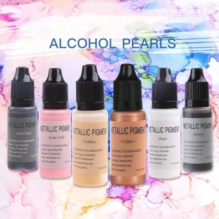 

ghg Pewarna Resin Cair Metallic Ink Pearl Alcohol Effect Pment Dye Slime Metallic Diffusion Marble