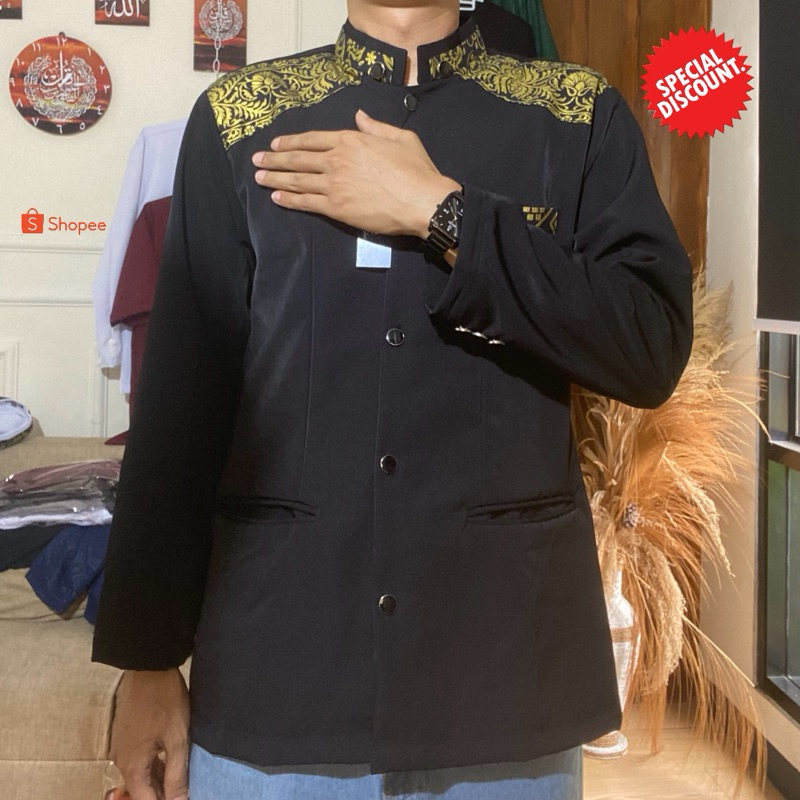 Jasko Kombinasi Batik Pria Hitam