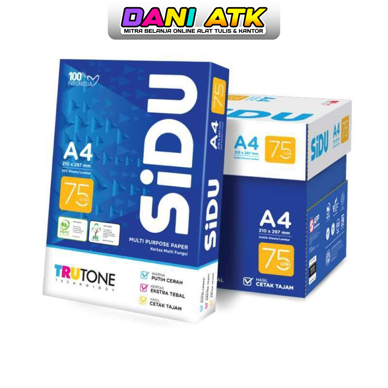 

Kertas HVS A4 75 gram SIDU Sinar Dunia (1 Rim Isi 500 Lembar)
