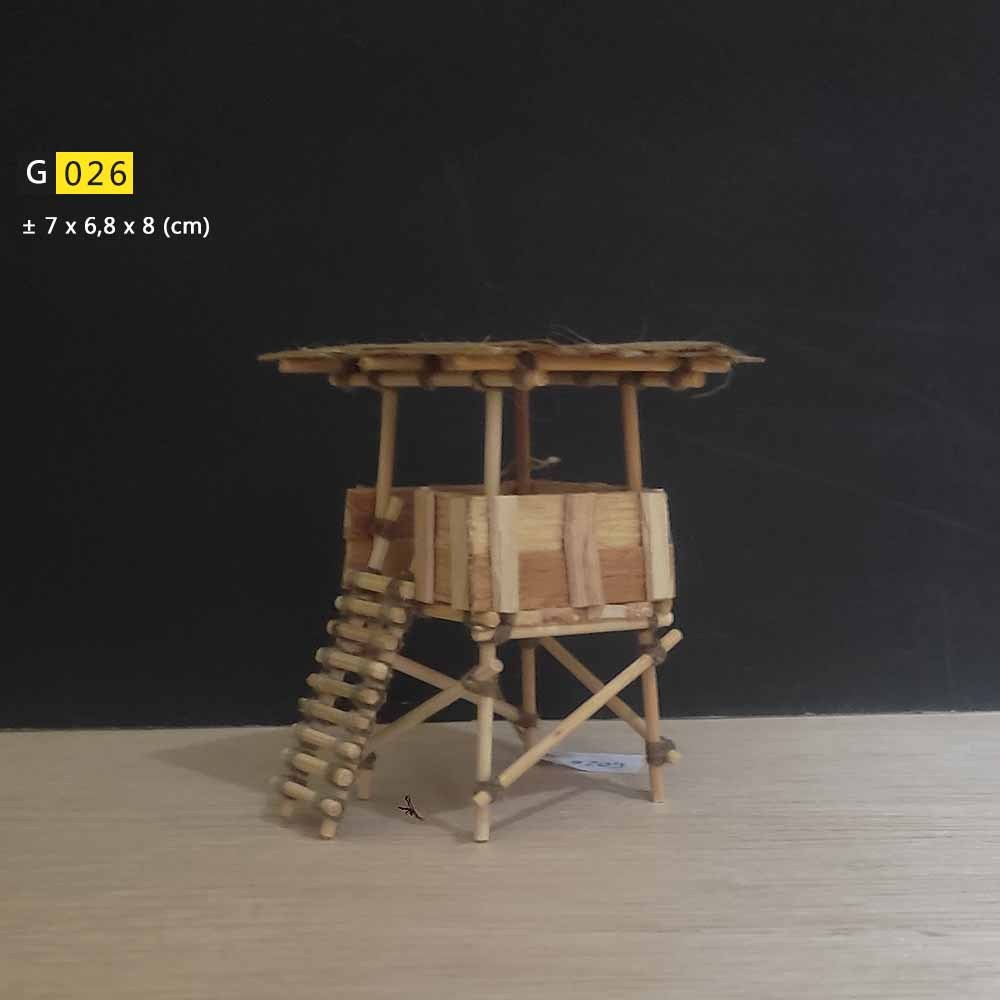 [ G026 ] Miniatur Kayu Menara Pandang  / saung / gubuk / rumah kayu bambu untuk aksesoris diorama / 