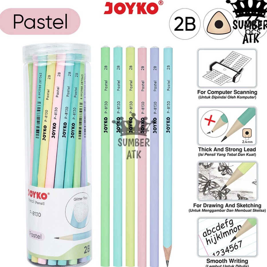 

PALING DIMINATI Pencil Pensil P813 2B 1 Drum 36 Pcs Pastel