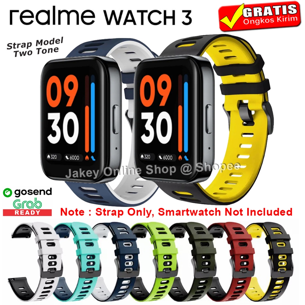 STRAP TALI JAM REALME WATCH 3 REALME WATCH3 MODEL TWOTONE RUBBER