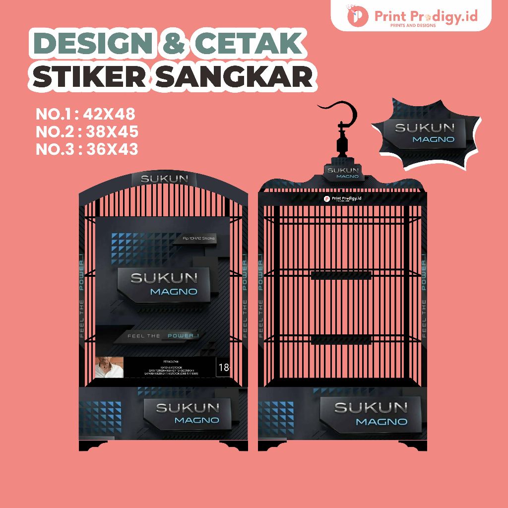 Stiker Decal Kandang SUKUN MAGNO /Sangkar Burung Koper/Single Fighter Kotak - Sangkar Burung Kotak