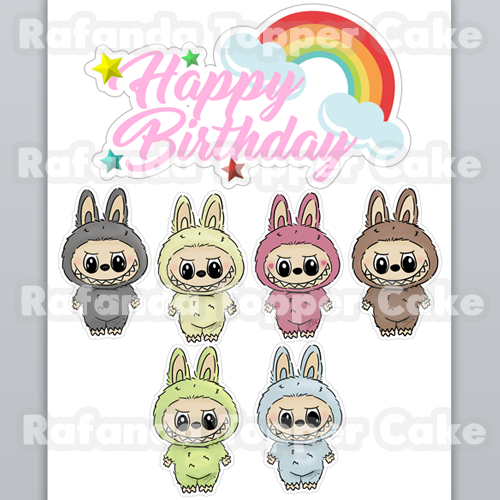 Topper kue ulang tahun labubu toper bolu ultah custom nama