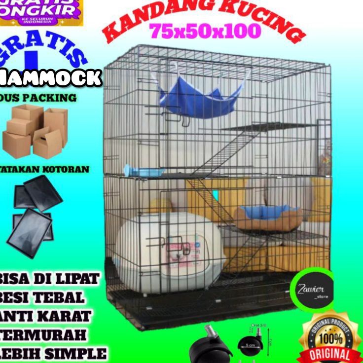 Diskon sd 5  Kandang Kucing Besar Besi Lipat Untuk Kucing Tingkat 3 Super Jumbo