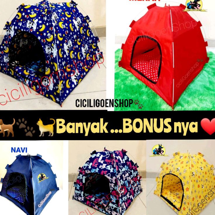 Promo Meriah  Tenda kitten Kucing anjing gratis Alas Copot Kasur pet tent portable praktis lipat