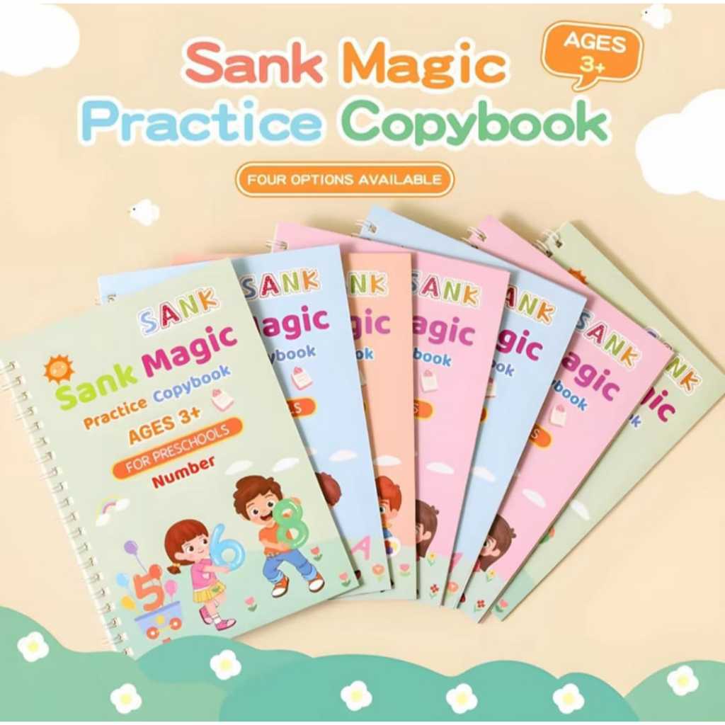 

(RDM)1 Set Isi 4 Buku + Pulpen Sank Magic Book Paket Lengkap Untuk Latihan Membaca dan Menulis - Stationery