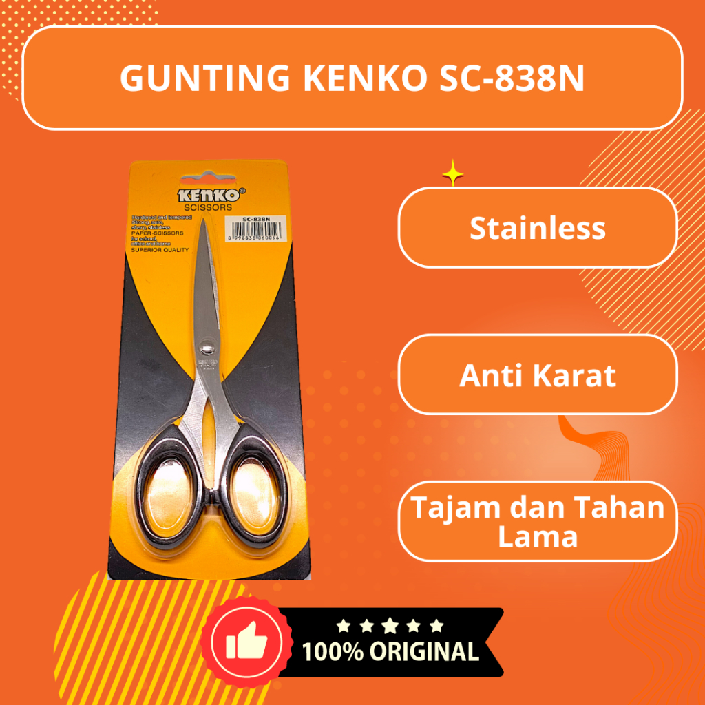

Gunting Kertas Stainless Ukuran Sedang Medium KENKO SC838N