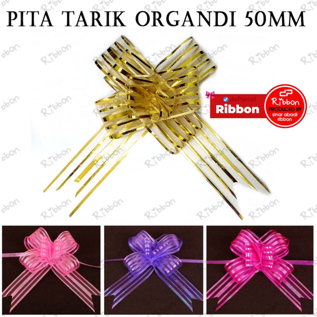 

Pita Tarik Organdi 5mm isi 1pcs Serut Besar Kain Kaca Metalik Organza