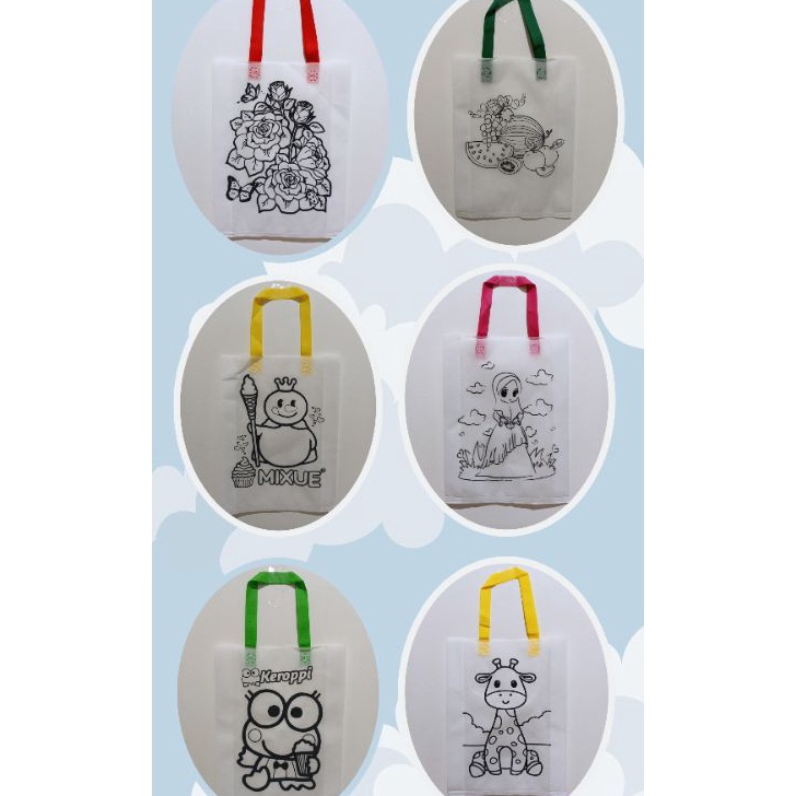 

LUSINAN 12 PCS Tas mewarnai 3x4x8 tas spunbond karakter