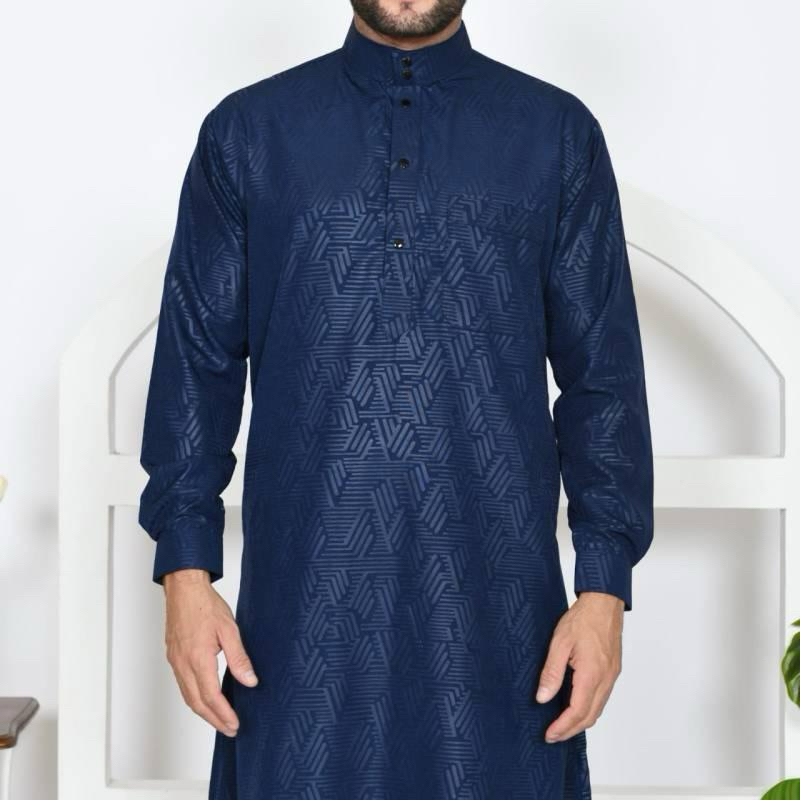 JUBAH GAMIS COWOK SLIMFIT MOTIF EMBOS KATUN TOYOBO