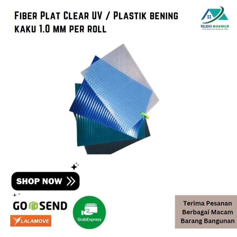 Fiber Plat Clear UV / Plastik bening kaku 1.0 mm per roll