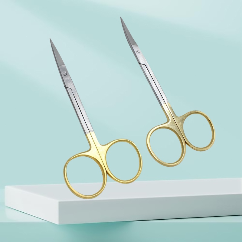 Stainless Steel Dental Surgical Scissors Straight/Curved Tip Gold Plated Handle Alat Dental /gunting