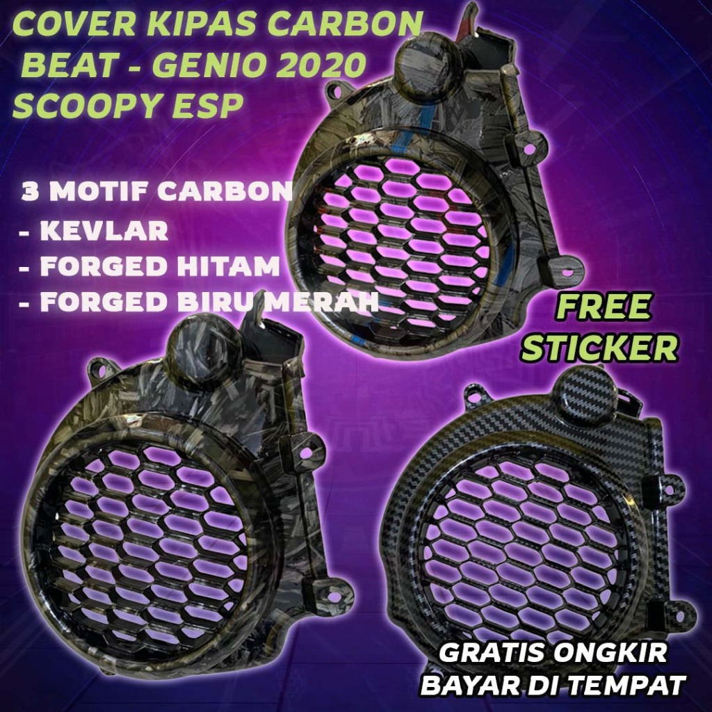Cover Kipas Beat Carbon Untuk Beat 2020 Genio 2020 Scoopy ESP Tutup Kipas Beat Carbon Kevlar Forged 