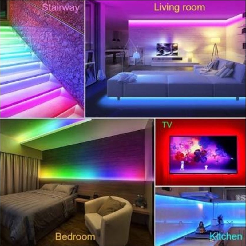 Ciasaatcisarua Paket Lampu Led Strip Rgb 2835 5050 3528 Warna Warni 5M 10 Meter Ip44 Waterprof