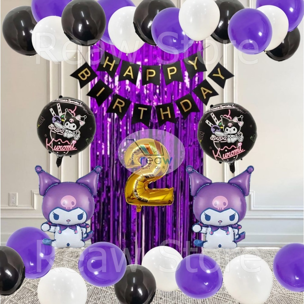 Paket Dekorasi Hiasan Balon Ulang Tahun Happy Birthday Sanrio Cinnamoroll Melody Kurumi 05