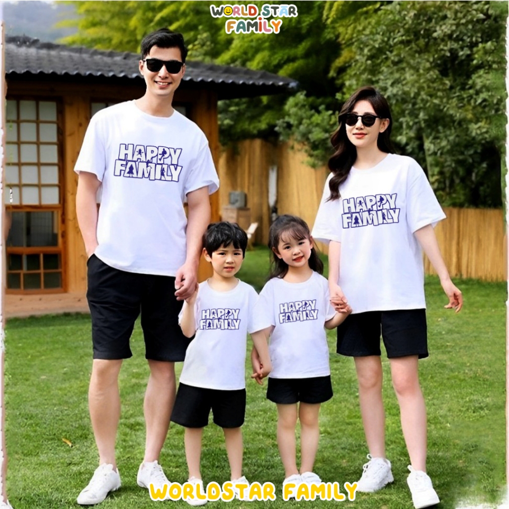 WSF Kaos Couple Keluarga HAPPY FAMILY Kaos Couple Keluarga Lucu Kaos Pasangan Kaos Keluarga Baju Kel